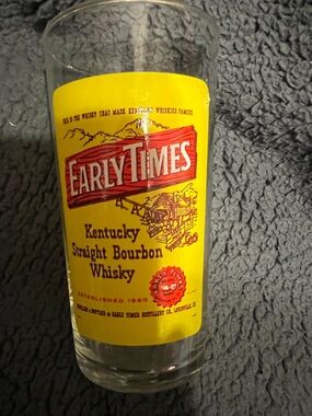 Early Times Kentucky Straight Bourbon Whisky Tall Glass - Yellow & Red Label